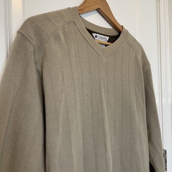 Columbia North Rim Pullover Sweater Men’s Medium Ribbed V-Neck long sleeved Tan - Picture 4 of 9